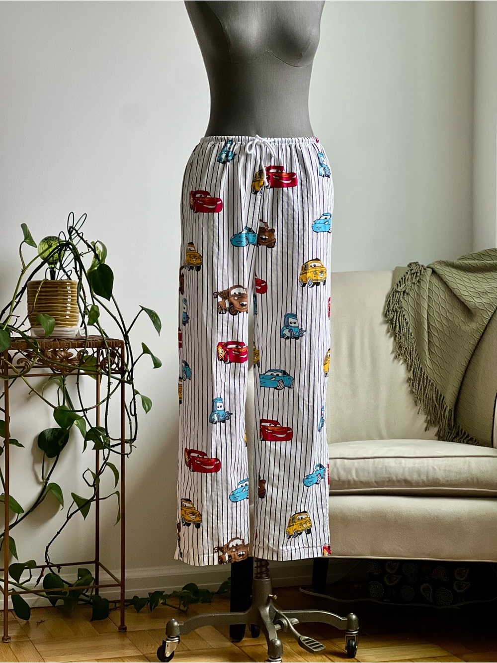 Disney Pixar Cars Printed Striped Pajama Pants EUC - Picture 1 of 7